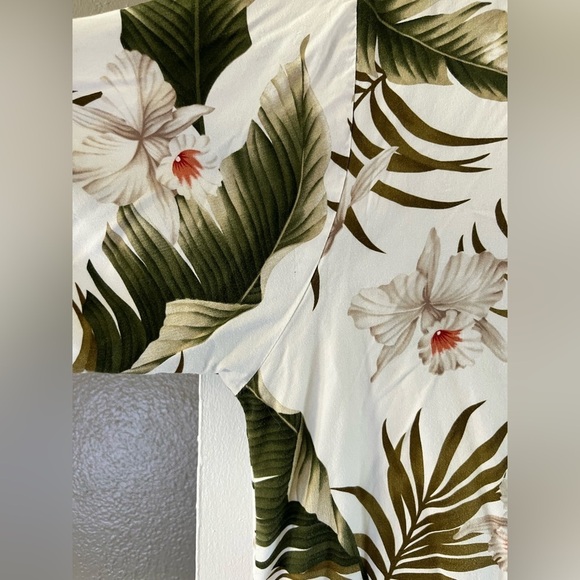 Paradise Bay Vintage Men’s Hawaiian Aloha Shirt M White Green Floral - Picture 9 of 13